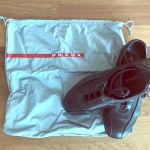 Men’s Prada black leather fashion sneaker Sz 8.5